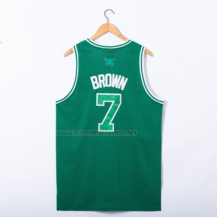 Camiseta Jaylen Brown NO 7 Boston Celtics Hardwood Classics Snakeskin 2021 Verde